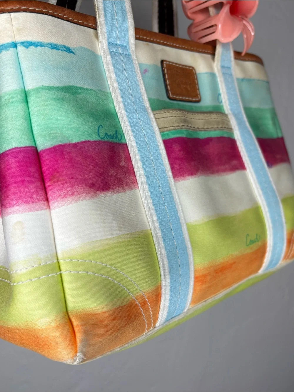 2007  colorful stripe small Coach Tote handbag (PROJECT BAG)